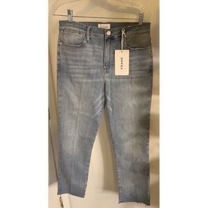 FRAME Denim Le High Skinny Women's Size 31 Light Blue Jeans  Raw Hem‎
